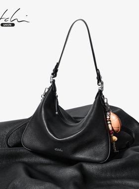 SATCHI/沙驰谜影系列植鞣羊皮擦色hobo包女复古腋下单肩斜挎包