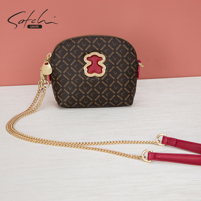 SATCHI/沙驰女包新款贝壳包时尚手机包百搭链条包