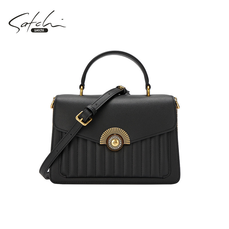 satchi/沙驰女包高级感真皮手提包多隔层斜挎单肩小方包