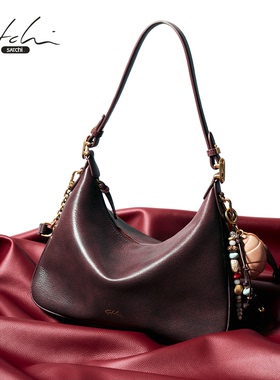 【新年礼物】SATCHI/沙驰谜影植鞣羊皮擦色包复古腋下hobo包女