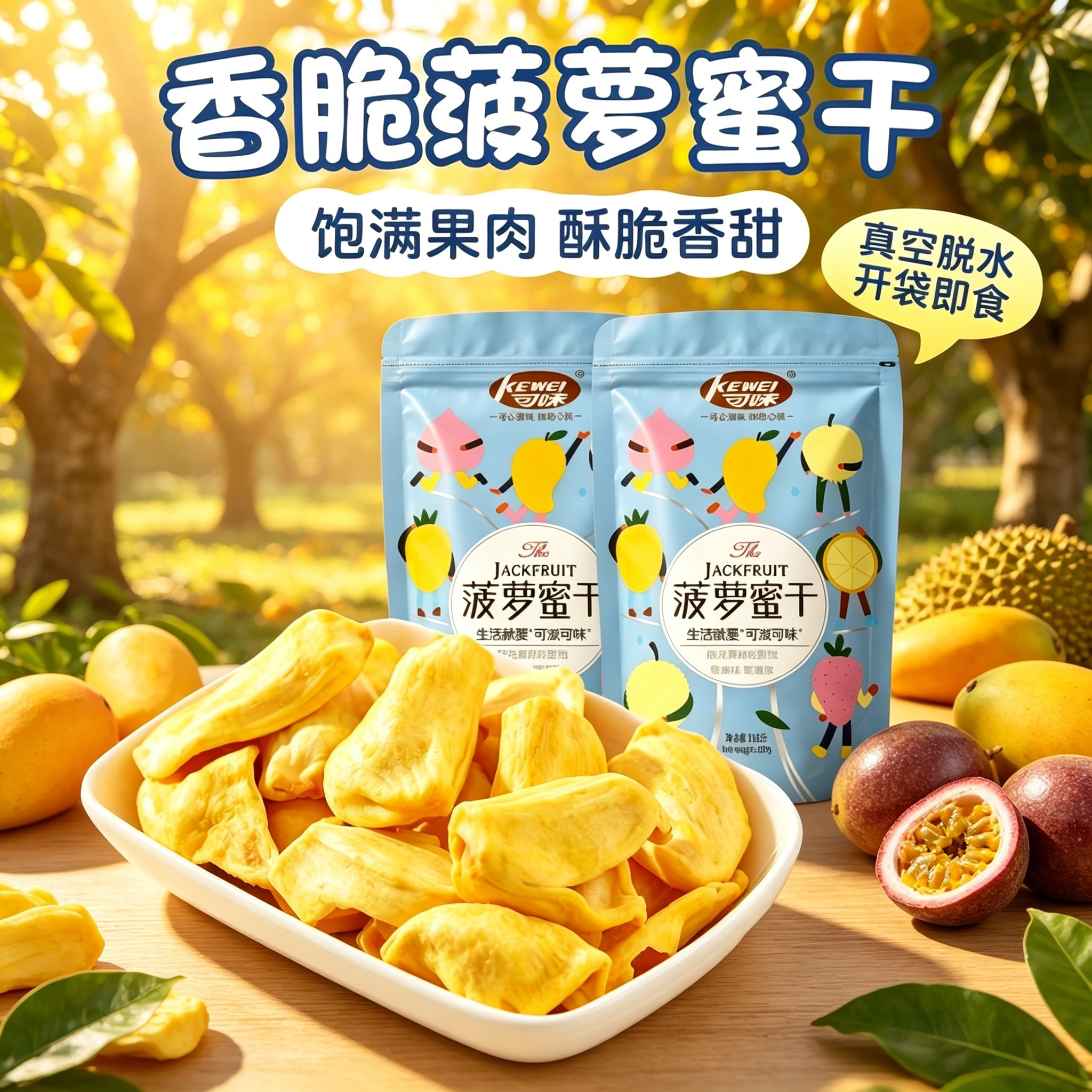 菠萝蜜干脆片108g水果干脆片版纳特产孕妇蜜饯脱水果蔬休闲零食