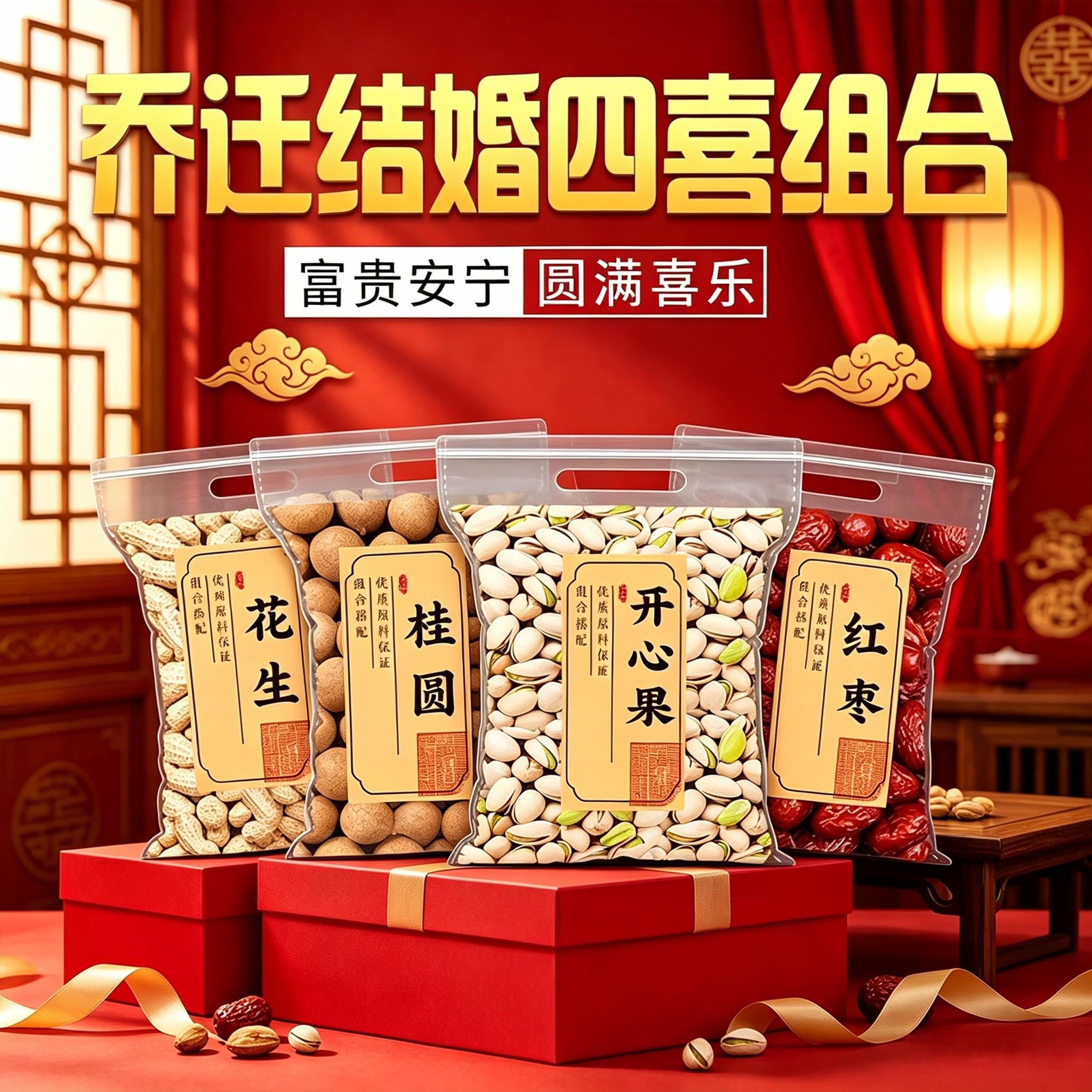 乔迁结婚四喜组合喜庆祝福摆盘