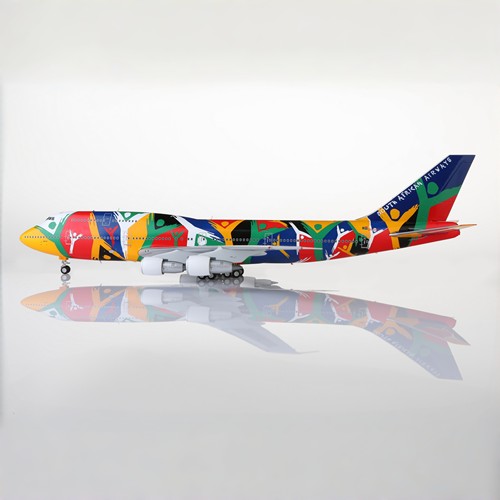 SQ Wings南非航空波音747-300飞机模型奥运彩绘涂装1:200合金收藏