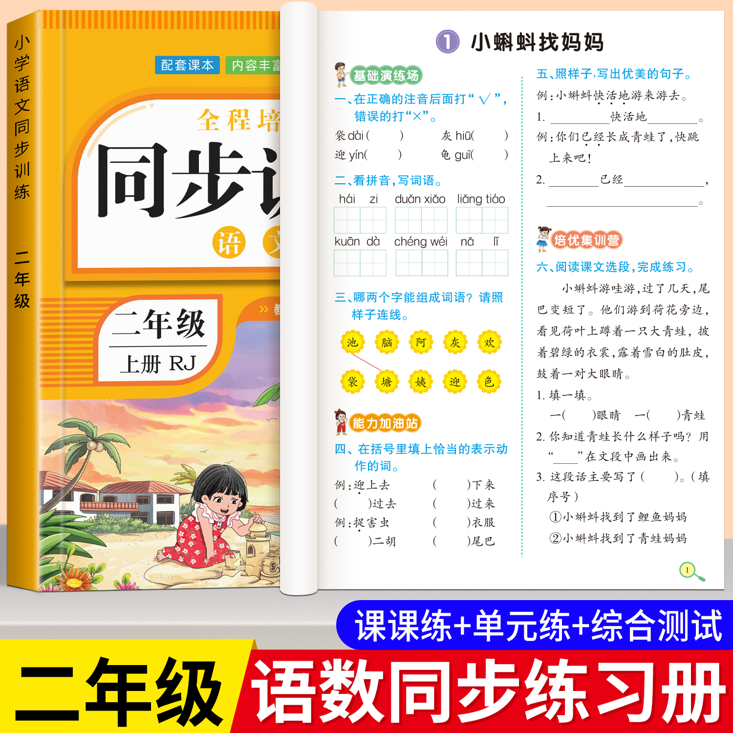 二年级上下册同步练习册语文数学