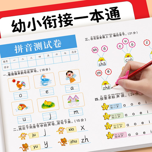 幼小衔接综合测试卷数学拼音识字