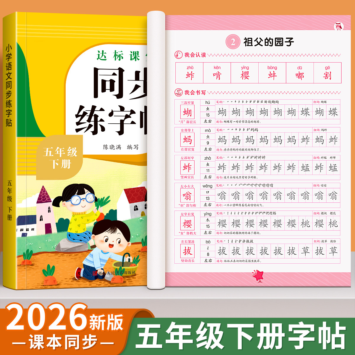 五年级下册同步练字帖语文人教版小学生专用字帖拼音生字词描红课本字帖写字课课练5年级下学期同步练习字帖部编教材练字每日一练