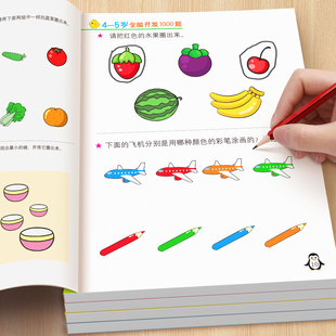6岁逻辑思维书左右脑智力大开发益智书籍 全脑开发700题1000题幼儿全脑思维逻辑训练书小班中大班儿童专注力启蒙早教认知书2