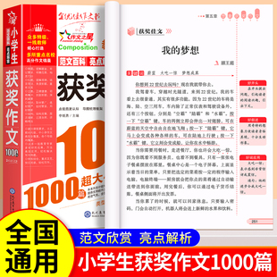 获奖作文1000篇全国小学生满分优秀分类作文大全二三四五六年级人教版 金句词语素材积累小学同步金奖范文精选写作技巧好词好句好段