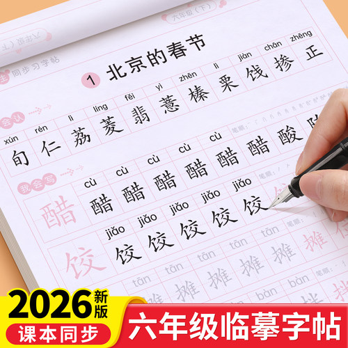 六年级同步练字帖人教版每日一练