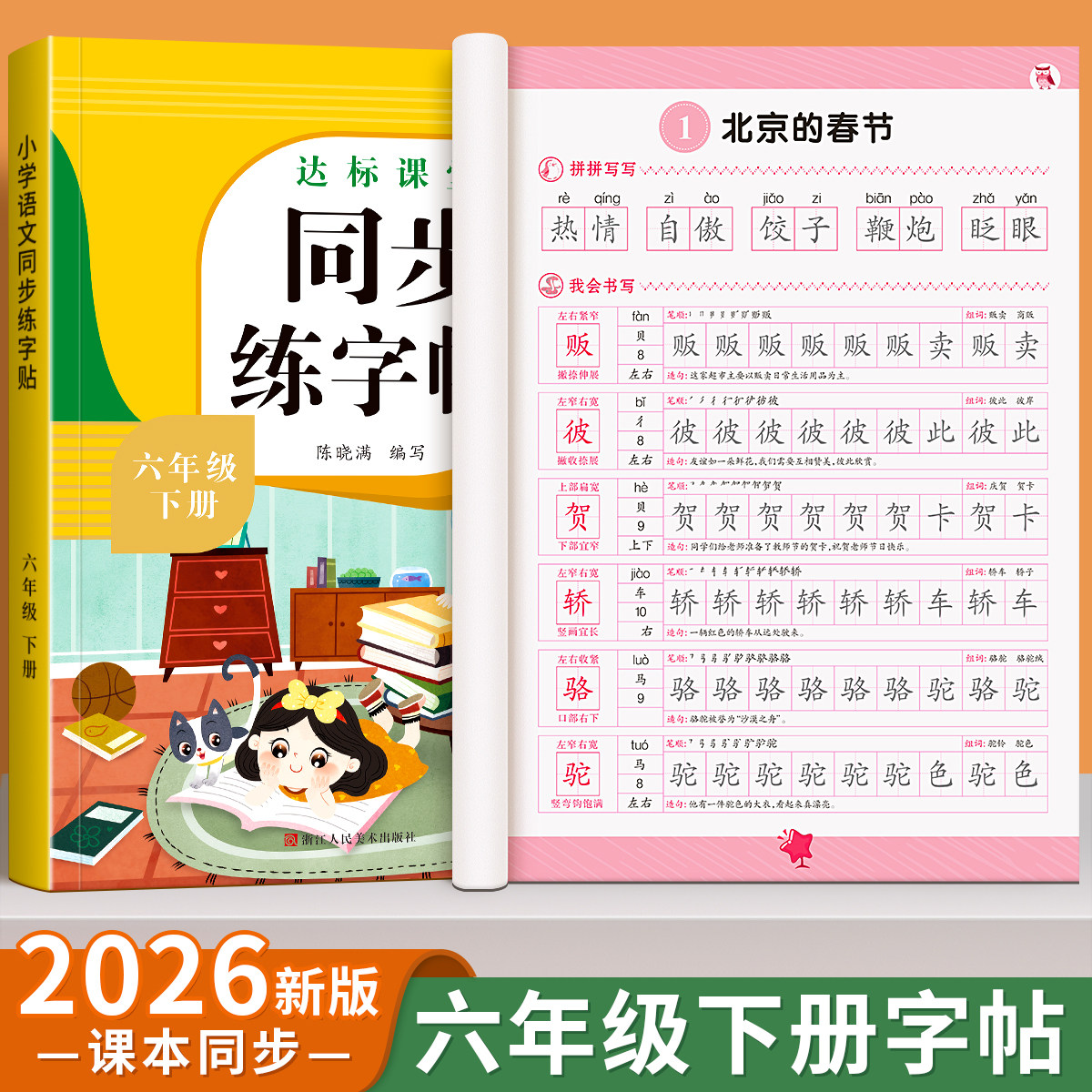 六年级下册同步练字帖语文人教版小学生专用字帖拼音生字词描红课本字帖写字课课练6年级下学期同步练习字帖部编教材练字每日一练
