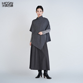 中国风秋冬绵羊毛舒适保暖纯色气质围巾百搭针织简约高领女士披肩