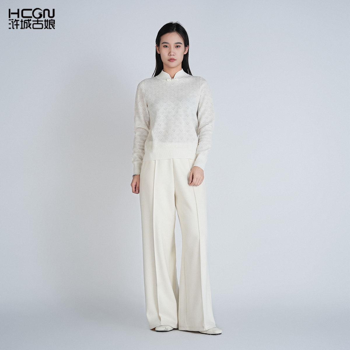 绵羊毛气质百搭舒适立领长袖毛衫