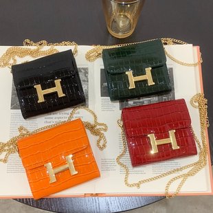 潮斜挎包高级感ins小众设计迷你卡包零钱包 链条小包包女2022新款