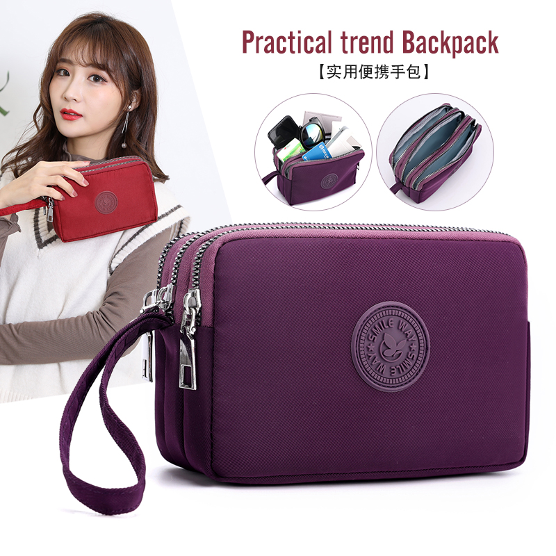 2020新款手拿女包三层拉链迷你尼龙布包零钱手拎手机包女士小包包