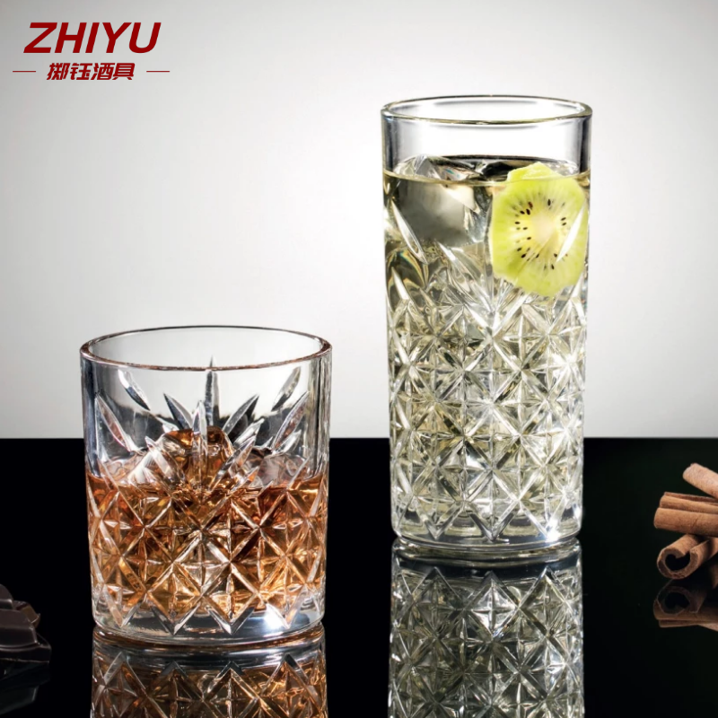掷钰复古威士忌杯雕花精致外观