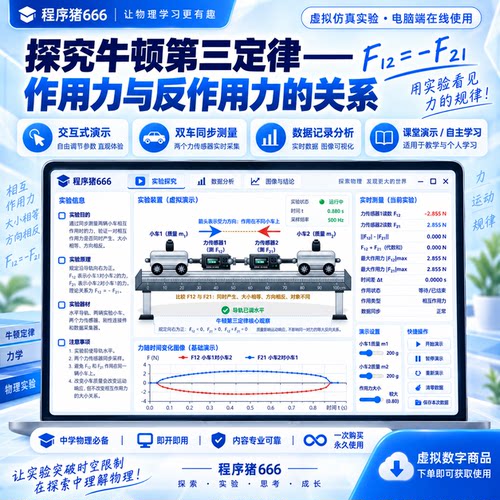 物理交互式实验 牛顿第三定律作用反作用力 HTML版 在U盘也能使用