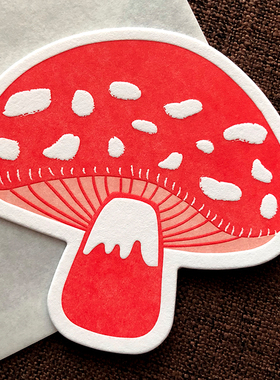 活版印刷进口艺术纸扩香卡蘑菇异形卡吊牌书签明信片礼物迷你贺卡