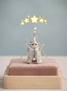 新款猫咪项链巫师猫吊坠魔法帽毛衣链饰品高级感秋冬氛围感锁骨链