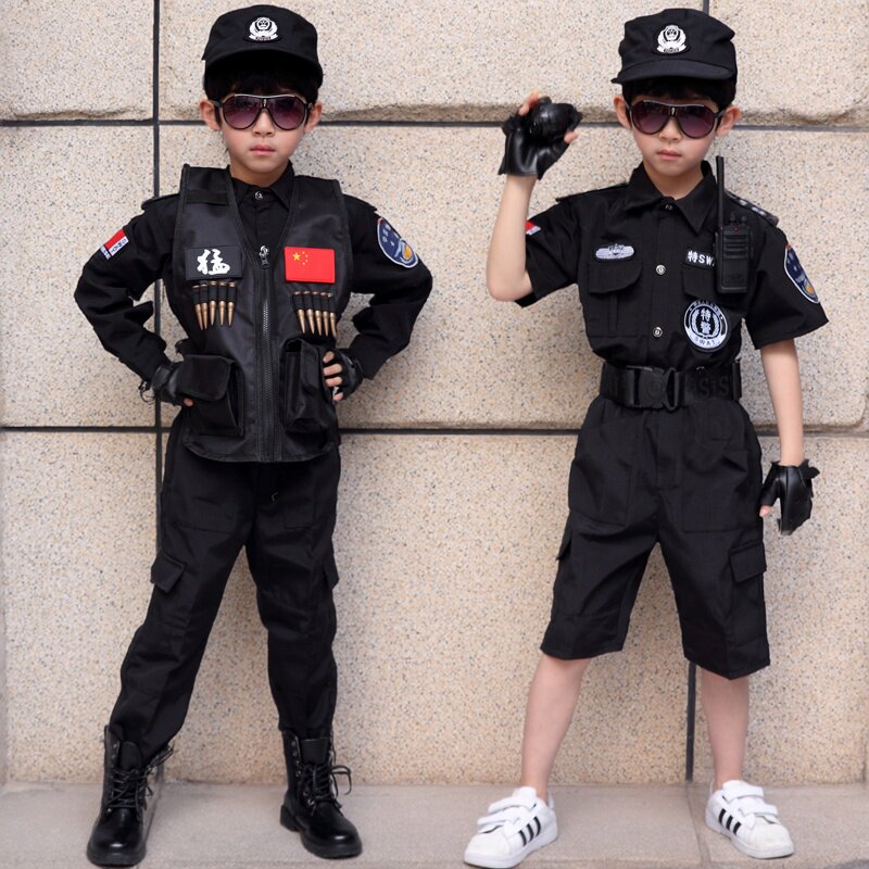 六一儿童服装特警衣服女儿童警官服男童幼儿园黑猫警长衣服演出服