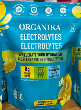 菜鸟加拿大直邮 Organik Enhanced 电解质粉柠檬冲剂30*3.5g