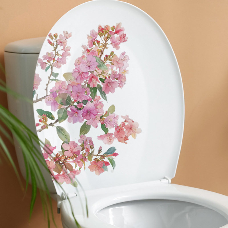 粉色花背景装饰贴纸浴室玻璃美观贴画卫生间马桶盖墙贴 ZDB-34031,家居饰品,软装墙贴,淘宝优惠券,粉丝福利购,淘宝优惠卷