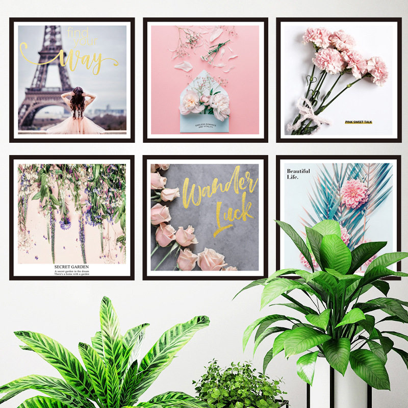 粉色玫瑰贴ins宿舍巴黎铁塔唯美墙纸租房装饰墙贴ZDB-2201ins风,家居饰品,软装墙贴,淘宝优惠券,粉丝福利购,淘宝优惠卷