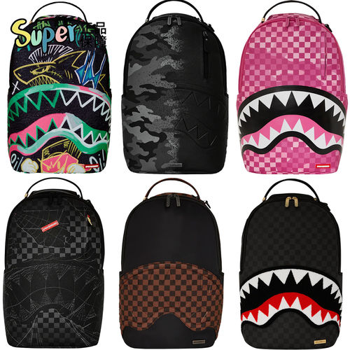 SprayGround双肩包粉色鲨鱼嘴夏季个性潮流印花学生背包W1135749