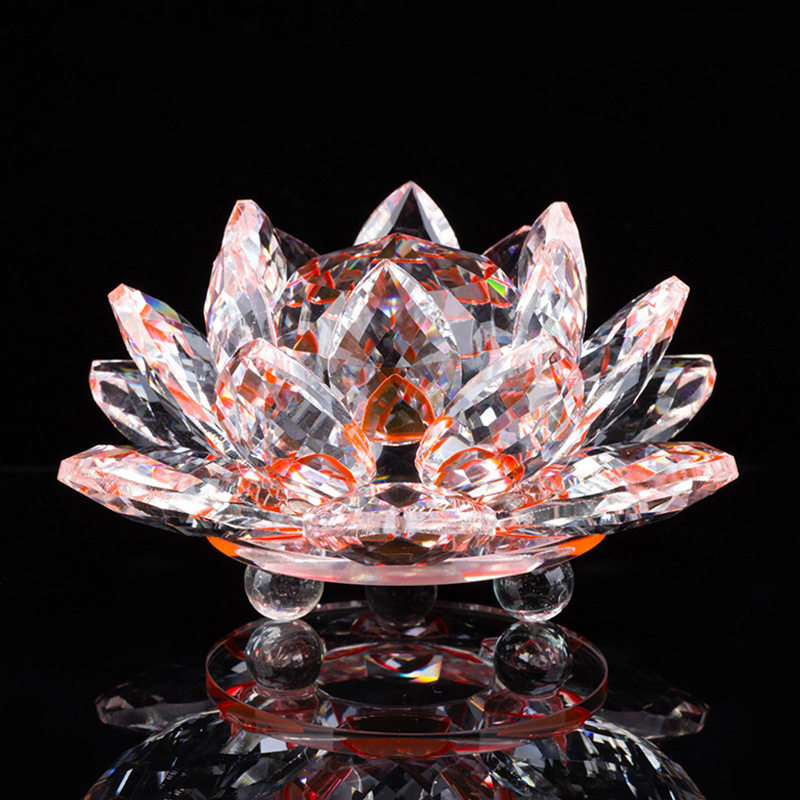 k9水晶莲花摆件用品禅意摆件水晶静心修炼工艺品居家摆件礼品led
