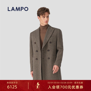 【羊毛羊绒】LAMPO/蓝豹毛呢大衣男中长款西装领商务休闲大衣外套