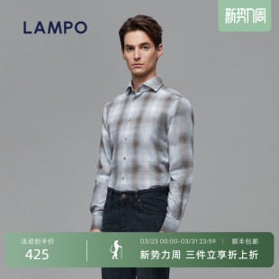蓝豹男士 LAMPO 长袖 衬衫 男 进口棉休闲衬衣男百搭衬衫 渐变轻绒