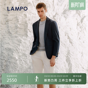 单西服商务隐格纹西装 蓝豹男士 LAMPO 外套 进口科技材质