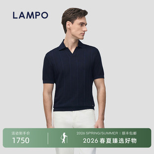 麻爽棉 T恤夏季 LAMPO 短袖 耐磨商务休闲polo衫 蓝豹男士