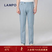 直筒裤 弹力透气商务休闲裤 牛仔裤 薄款 棉桑蚕丝混纺 LAMPO男士