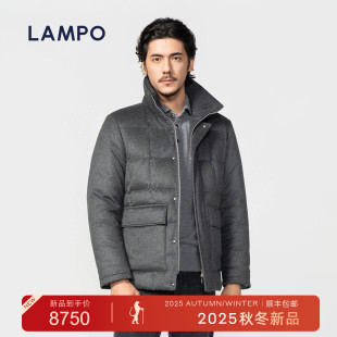 蓝豹LAMPO男士 ONE 白鹅绒服深灰保暖羽绒宽松 25秋冬新品
