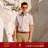 全棉 短袖 LAMPO 常规领衬衫 休闲薄款 蓝豹夏季 男士 纯棉衬衣