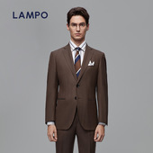 130S LAMPO 蓝豹男士 单西服商务休闲深米羊毛西装 毛呢外套