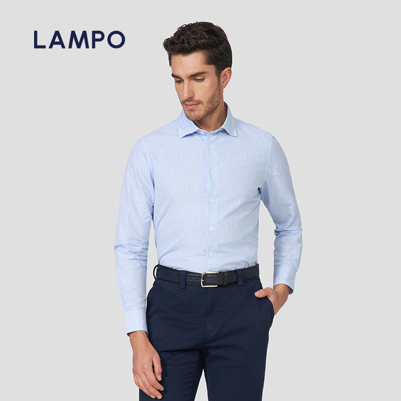 LAMPO/蓝豹小方领长袖商务休闲