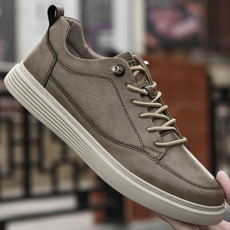 男鞋真皮透气平底鞋软底隐形内增高皮鞋潮流男士运动休闲板鞋厚底