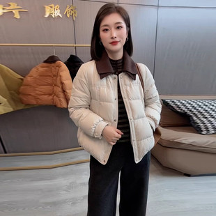 时尚短款羽绒棉服女2025冬季新款翻领百搭显瘦加厚保暖棉衣外套潮