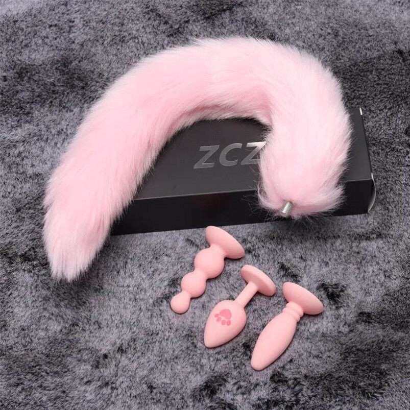 猫爪硅胶肛赛兔子仿狐狸毛小尾巴插件可动性感缸塞塞子小号迷你女