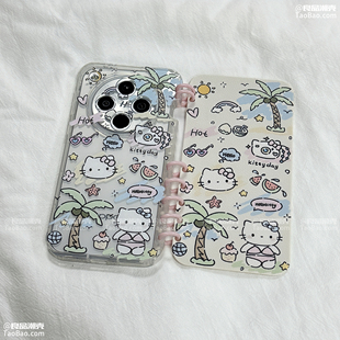 小众日系创意KT猫翻盖笔记本适用IQOO Z9TURBO+手机壳IQOO NEO9SPRO防摔neo9可爱Z5X新款Z3创意U3X全包书本女