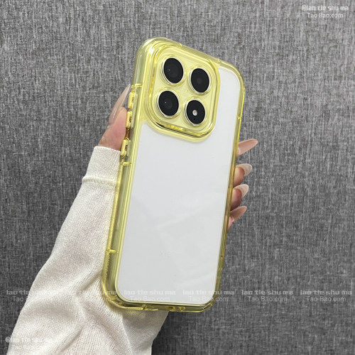ins黄色透明亚克力A6适用OPPO Reno16/15/14pro/13手机壳Find X9全包镜头12独立按键A1X/A56气囊防摔凹槽A58X