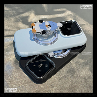 可爱小企鹅磁吸支架适用A56三星S25 22椭圆s21FE磨砂A51防摔NOTE20卡通A55女A36软A53硅胶 S24Ultra手机壳23