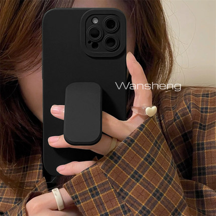 ins纯黑色全包适用K90小米17pro max/15/14T手机壳K80红米K70/Note13折叠支架12pro+/K50至尊turbo4硅胶CIVI5