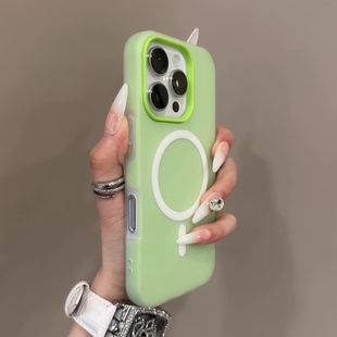 Reno15 Ultra防指纹防摔X6二合一PRO磨砂雾面个性 Find X9PRO手机壳X8s 磁吸果冻二合一浅草绿色适用OPPO