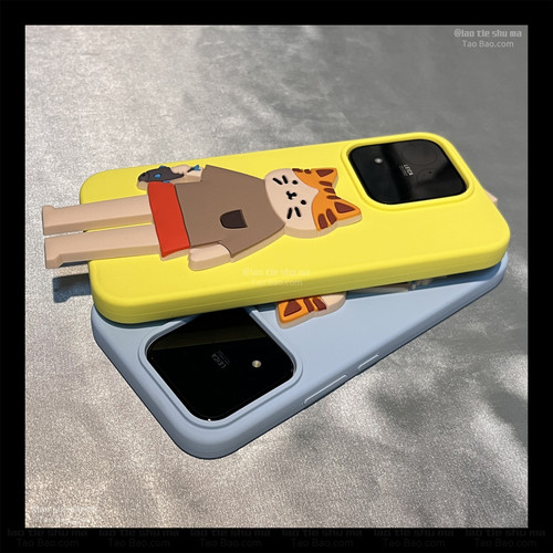 趣味小众折叠猫咪支架S60适用VIVO S50/S30pro手机壳Mini/X90PRO+软糯液态硅胶S20防摔S19大孔S18新款V70情侣