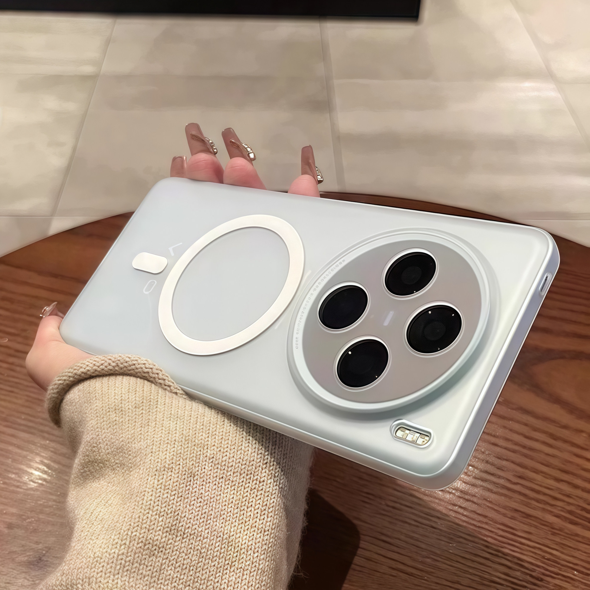 ins风简约冰雾半透明白色精孔适用realme真我GT5Pro/GT8PRO手机壳NEO8磁吸无线充电GT7硬壳6超薄5SE全包PRO图片