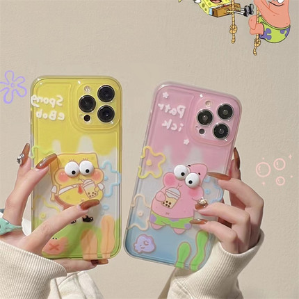 日系可爱卡通动漫立体眼睛适用K70小米12/14手机壳红米k40s/K50/note8透明CC9搞怪10/11T/K30情侣13pro/civi