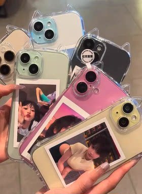 ins博主同款猫耳朵FIND X9/X8S+适用OPPO Reno15c/14/13手机壳A58日韩10pro可爱A6透明2/5/3女12带挂孔1/A93S