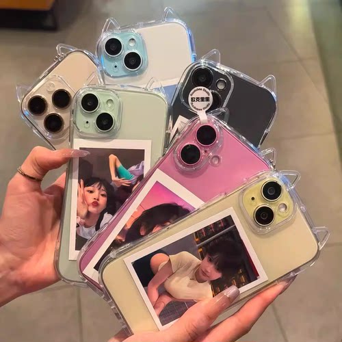ins博主同款猫耳朵FIND X9/X8S+适用OPPO Reno15c/14/13手机壳A58日韩10pro可爱A6透明2/5/3女12带挂孔1/A93S